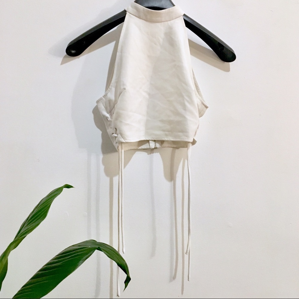 White halter crop top